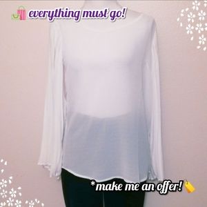♥️Sheer Peasant Top w Flared, Pleated Sleeves